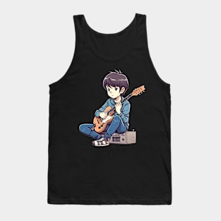 A boy playing his favourite guitar Tank Top